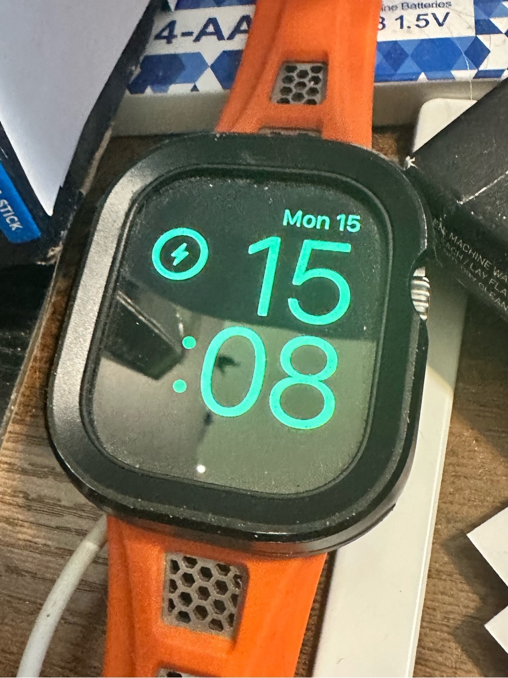 Orange Apple Smartwatch Watch Black Bezel